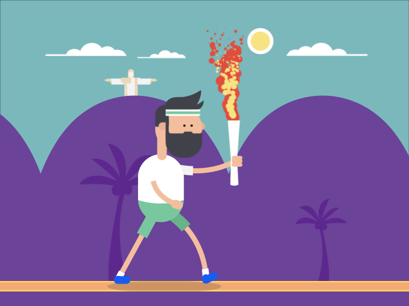 Olympic torch animation beard design fire illustration olympics rio torch walk