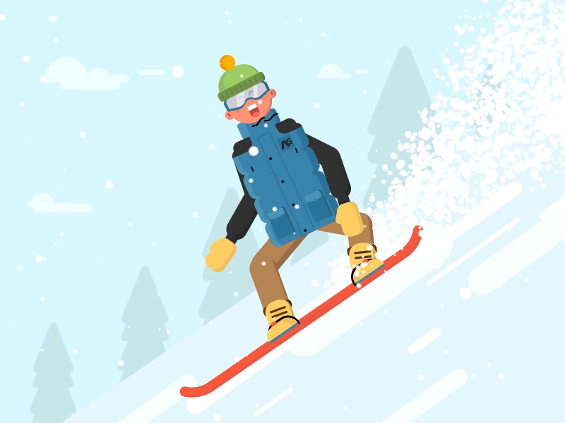 Snowboarding analog animation burton character motion mountain slope snow snowboarding