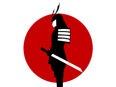 Black Samurai black circle illustration japan japanese lines minimal red samurai sword vector