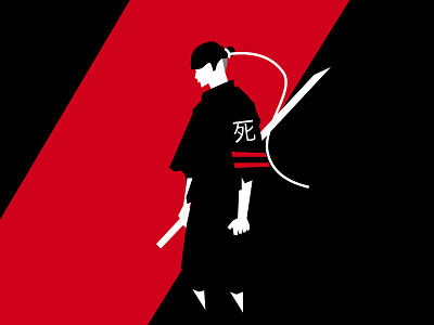 死 graphic illustration japanese minimal motiongraphic samurai vector