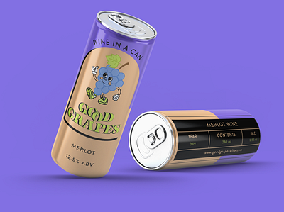 Good Grapes Wine in a Can Packaging brand guidelines brand presentation branding branding design design graphic design illustration logo logo design packaging packaging design retro retro logo wine can wine can design wine packaging wine packaging design