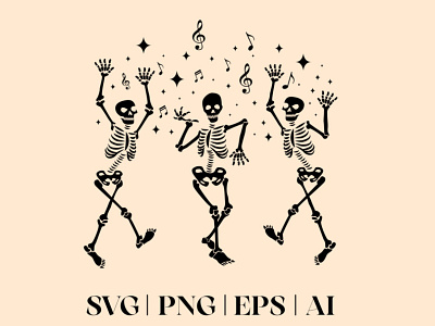 Dancing Skeleton For Halloween, Retro Dancing Skeleton bones dance dancer death design graphic design illustration png skull svg vector