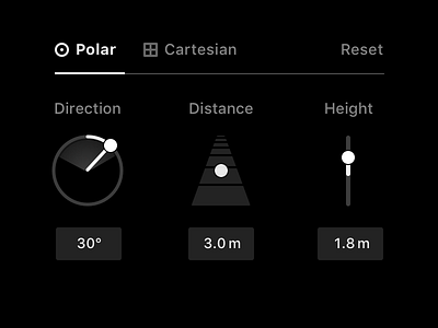Polar coordinates position settings vr