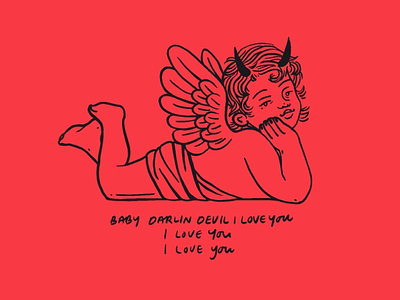 baby darlin devil angel cherub cute demon devil evil heaven hell illustration indigo desouza lyrics music red