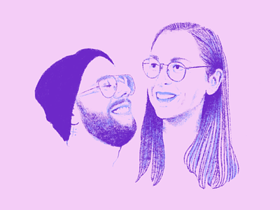 jenny + jordan faces happy illustration man portrait purple smile woman
