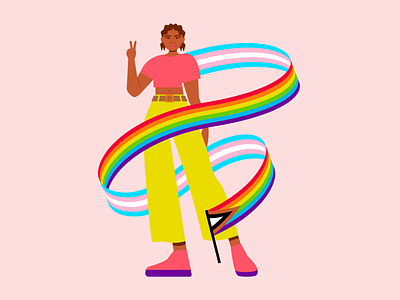 ribbon swirl agender flag gay happy illustration lgbt nonbinary pride pride parade queer rainbow trans