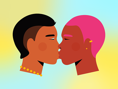 smooch bi gay illustration kiss lgbt nonbinary portrait pride queer rainbow
