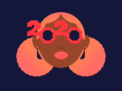 2020 2020 black girl magic glasses hair happy new year illustration new year new year party pink poc pretty