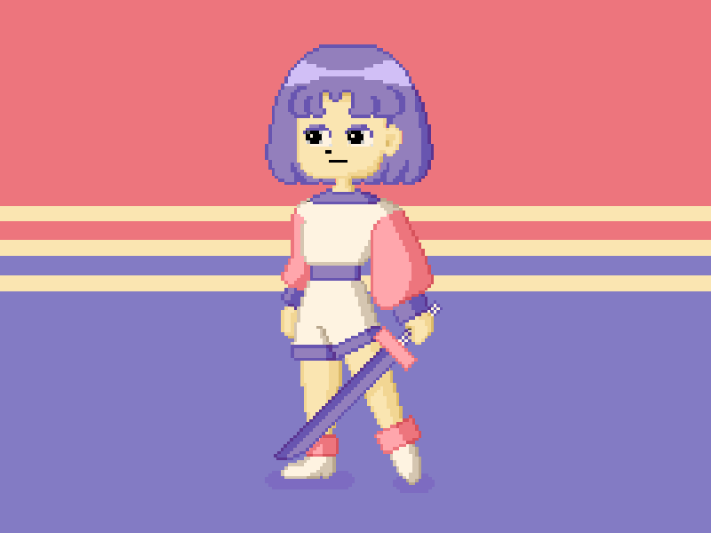 Girl with sword - pixel animation
