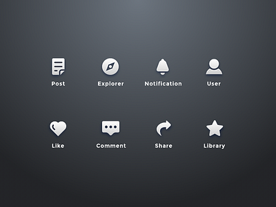 Icons for a medium app flat icon material