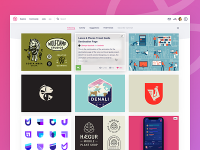 Dribbble Redesign app design desktop minimal pink redesign sketch ui ux web white