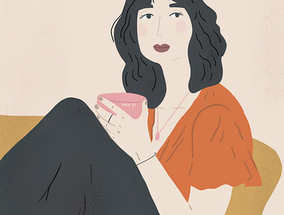 Quaran-tea Time Print anxious artwork blue character female illustraion illustration illuststration pink procreate procreate art quarantine relaxed tea woman women