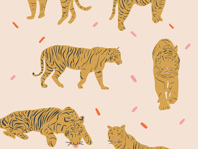 Here Kitty Kitty - Tiger Art adobe beige fresco fun gold pattern pattern design patterns patttern art surface pattern surface pattern design tan textile design textile designer tiger tiger king tiger pattern tigers