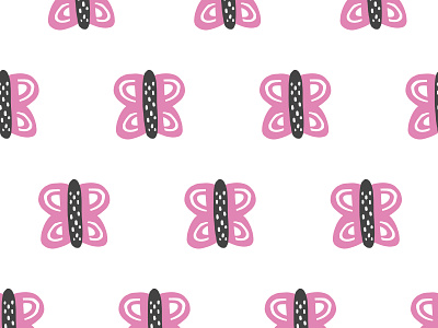 Scandanavian Butterfly Seamless Repeat Pattern ai butterflies butterfly children folk illustraion illustrator pink repeat scandinavian style seamless seamless pattern textiles vector