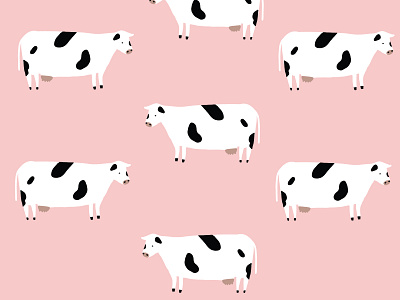 Pink Cow Pattern black black white cows dots illustration illustrator pink repeat repeat pattern seamless vector