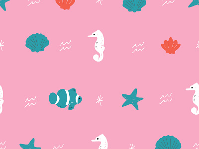 Cutesy Seamless repeat vector beach pattern