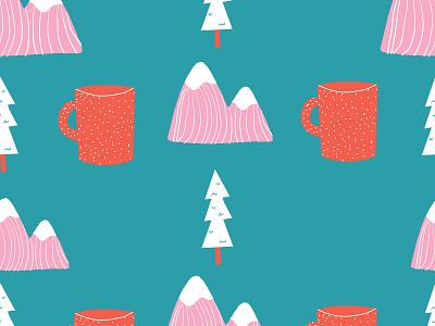 Another cute mountain pattern adventures cups mountain mountains nature nature art pattern patterns repeat seamless trees vector