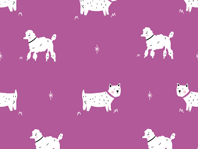 Cute Dog and Poodle Purple Pattern ai animal animals canine character dog dogs illustration illustrator pattern patterns poodles purple repeat seamless vector