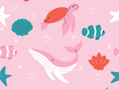 Sea animals baby pattern