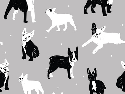 Black and White Busy Seamless French ton Pattern