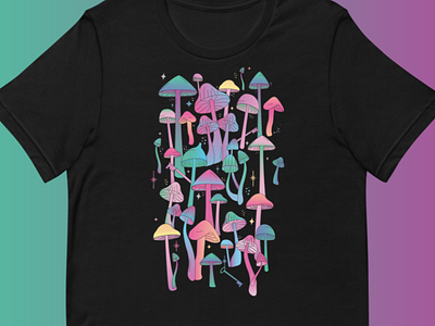 Psychedelic Apparel Design 70s apparel gradients illustrated mushrooms mushroom artwork mushrooms psychedelic psychedelic artowrk retro shrooms t shirt trippy