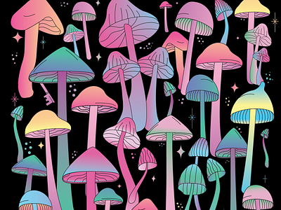 Psychedelic Mushroom Apparel Design apparel design illustration mushroom mushrooms mycology neon psychedelic shroom shrooms t shirt tees tshirt