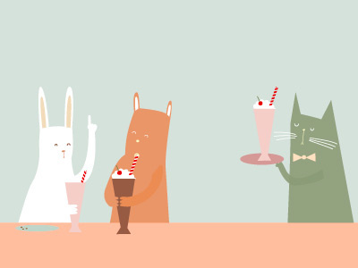 Milkshake party ai illustration kitty milkshakes waiter