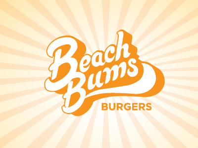 Beach Bums Burgers 70s branding burger design joint logo