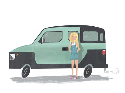 Illustration of me and my Honda Element car character childrens illustration green car honda illustration ipad drawing procreate