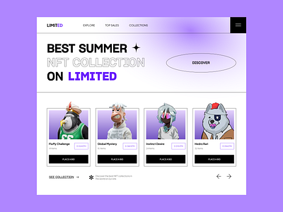 LIMITED - NFT landing page 3d animation app application branding collection color crypto design graphic design illustration landing landingpage logo motion graphics nft popular ui ux vector