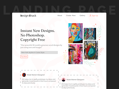 Website Design: Design Shack [AI Based Image Generation Landing