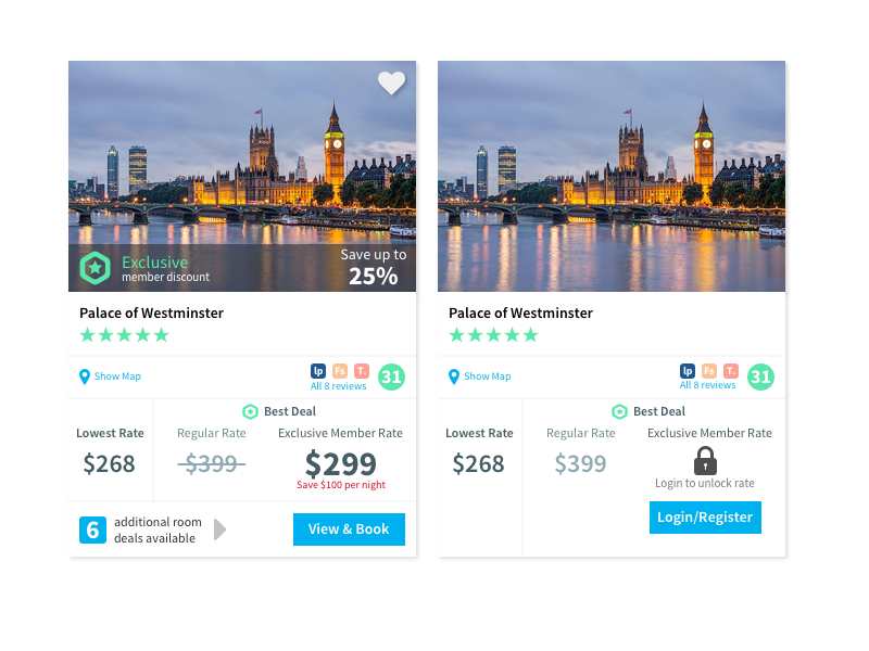 Hotel Booking Cards by Ryan Canfield on Dribbble
