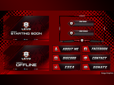 Red Black Twitch Overlay Package - Animated