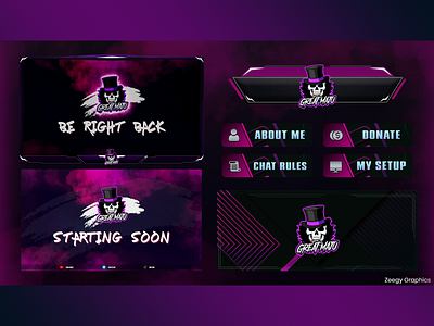 Purple Pink Twitch Overlay Package - Animated