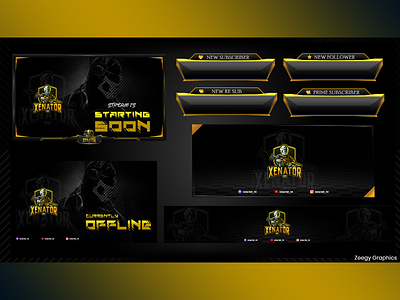 Black and Yellow Themed Twitch Streaming Overlay Pack - Animated