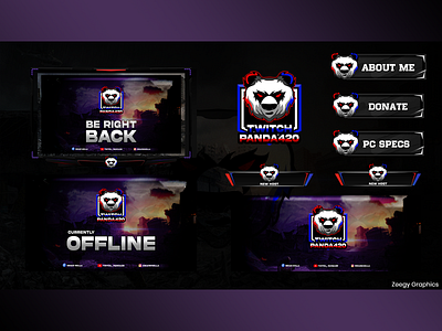 Dark Themed Twitch Streaming Overlay Pack - Animated