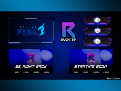 Blue Pink Themed Twitch Streaming Overlay Pack - Animated alerts aniated blue brb dark design facecam fiverr gamestream gaming offline pink streaming