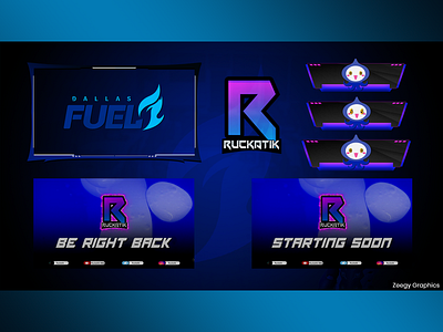 Blue Pink Themed Twitch Streaming Overlay Pack - Animated