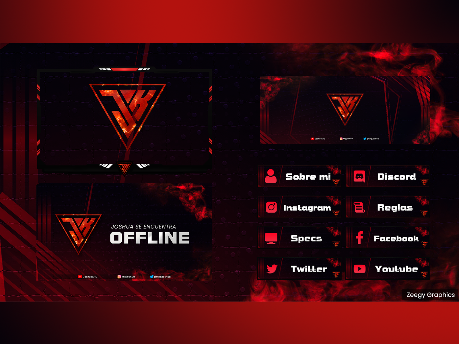 Red and Black Themed Twitch Overlay Pack - Animated by Chanuka Gayantha ...