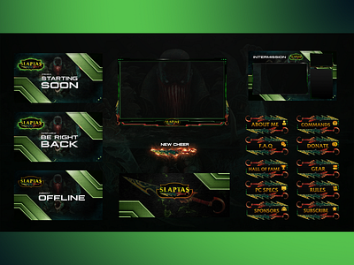 League of Legends - Pyke Themed Twitch Streaming Overlay Pack alerts animation brb dark design facecam fiverr gamestream green illustration league of legends offline panels pyke screens streaming twitch zeegy graphics