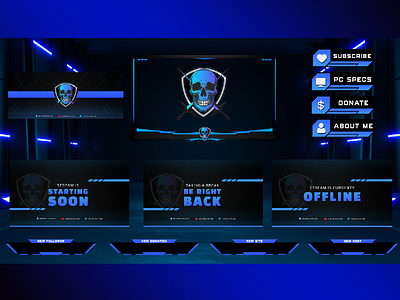 Blue Black Animated Twitch Overlay Pack vector