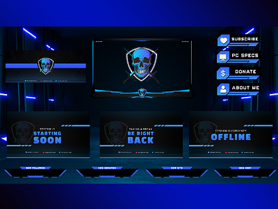 Blue Black Animated Twitch Overlay Pack