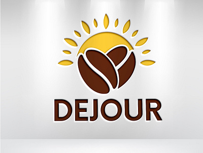 Logo for a coffee or named DEJOUR branding coffebeen coffee brand design graphic design logo morning sun sunrise