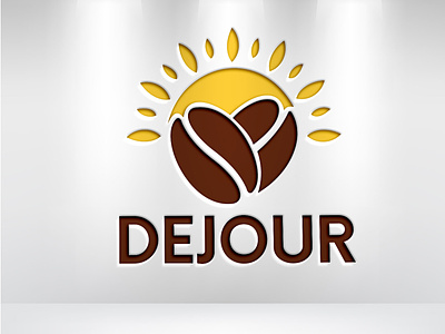Logo for a coffee or named DEJOUR branding coffebeen coffee brand design graphic design logo morning sun sunrise