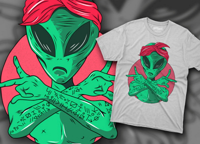 Alien Gangsta - T Shirt artwork branding design digitalart fanart flatlogo graphic design illustration logo tshirt