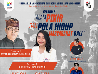 Webinar Alam Pikir dan Pola Hidup Masyarakat Bali banner branding design flatlogo flyer graphic design illustration instagram design logo motion graphics social media ads ui ux vector