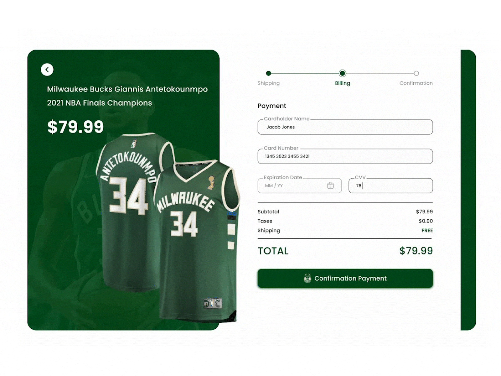 Checkout Page Slider Animation - #DailyUI02 basketball checkout dailyui design figma ui website