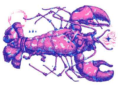 LOBSTER print illustration lobster print design riso risograph risoprint