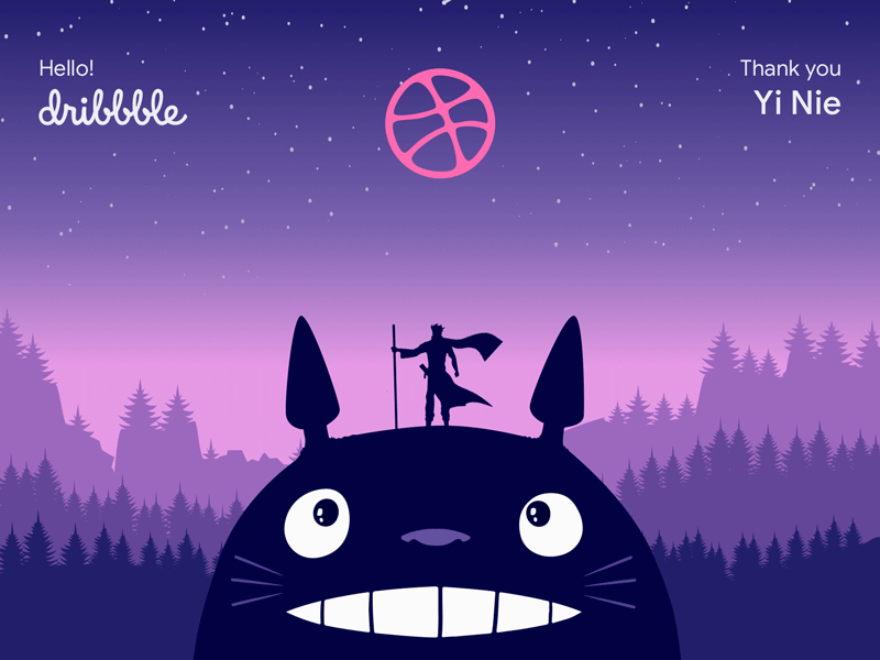 Helllo Dribbble!!! adventure animation landscape debut hello dribbble first shot sky totoro valley