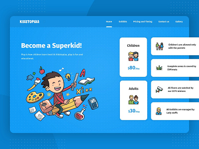 Website for kids card character fun illustration kids kids app minimal play school typografy ui ux website